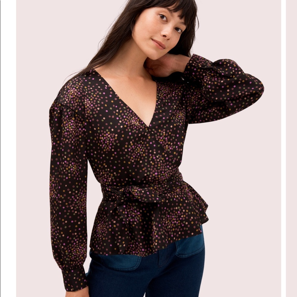 Kate Spade disco dots wrap top